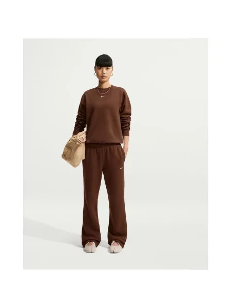 Spodnie Nike Studio Fleece Medium Weight Flare L brązowe