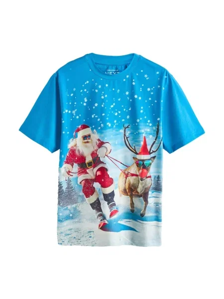 Next Póló azúr / barna / sötétvörös fehér