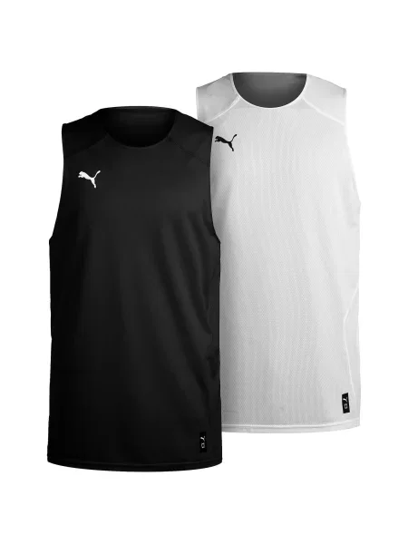 PUMA Tricou funcțional Hoops Team Reverse negru alb