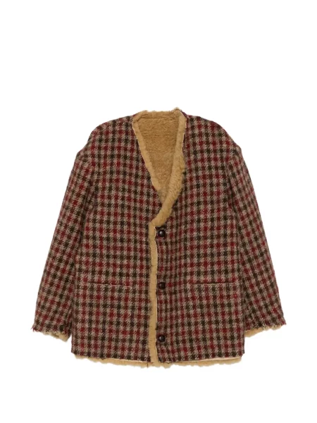 Reversibil palton R13 în carouri roșu