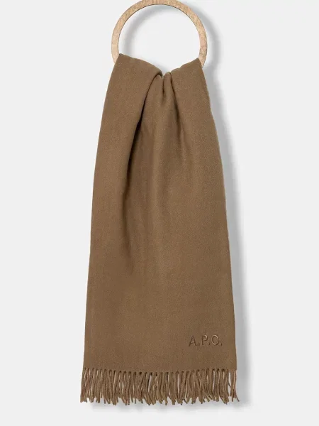 Вовняний шарф A.P.C. Echarpe Alix Brodee однотонний коричневий