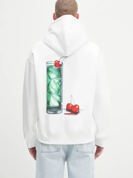 Carhartt WIP bluza Hooded Jake Garcia z kapturem wzorzysta biały