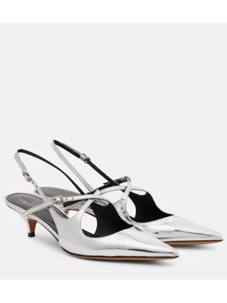Pantofi cu toc Proenza Schouler din piele slingback argintiu