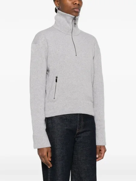 Pulover Victoria Beckham de jumătate de fermoar gri