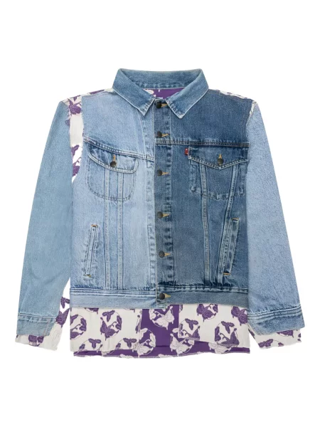 Džínová bunda Needles s potiskem modrá