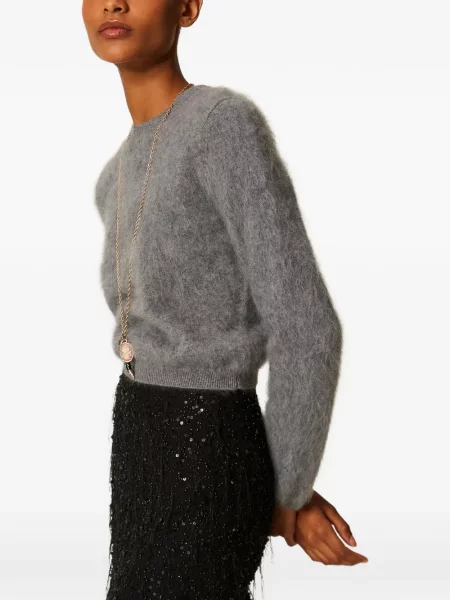 Pulover Twinset cu decolteu rotund gri