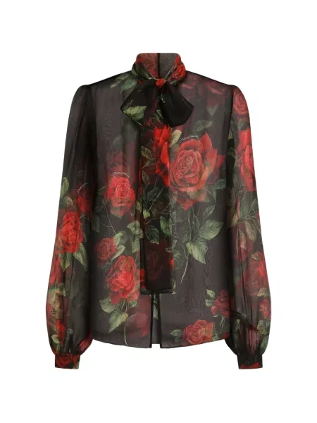 Bluză Dolce & Gabbana din șifon cu imagine negru