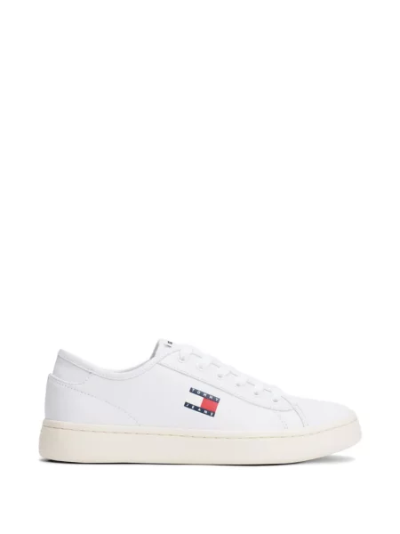 Sneakerși Tommy Hilfiger din piele cu autograf alb