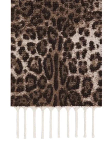 Vilnonis šalikas Dolce & Gabbana leopardinis ruda