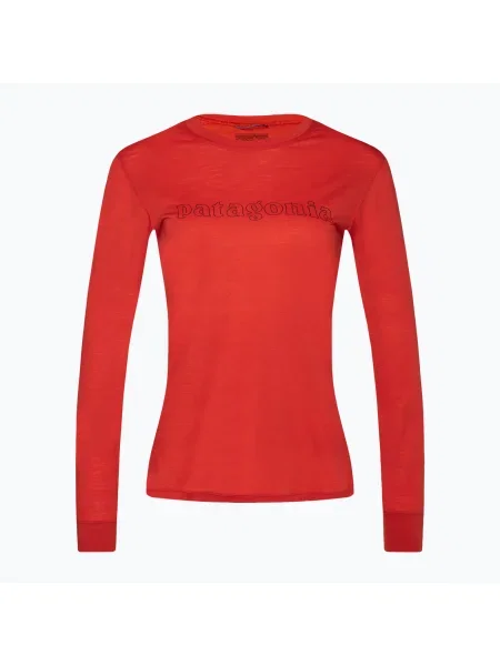 Longsleeve pentru femei Patagonia Cap Cool Merino Blend Graphic outline text logo/madder red roșu