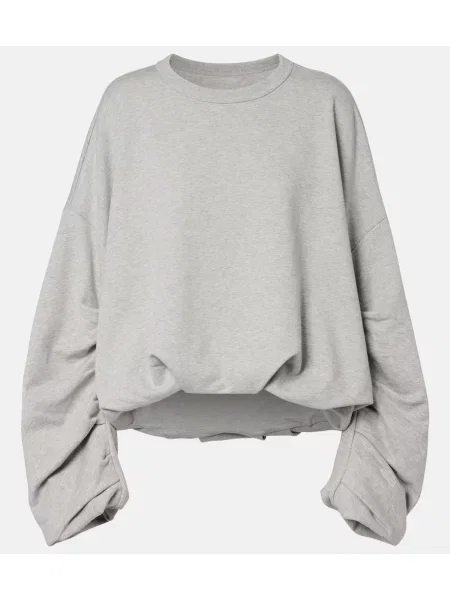 Top Dries Van Noten z dżerseju drapowany szary