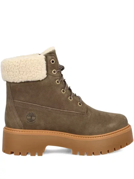 Botki Timberland na platformie w miejskim stylu z kamieniami brązowe