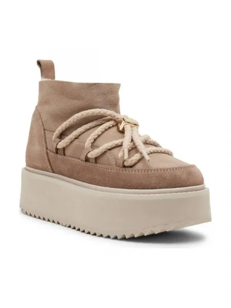 INUIKII De piele bocanci CLASSIC LOW PLATFORM bej