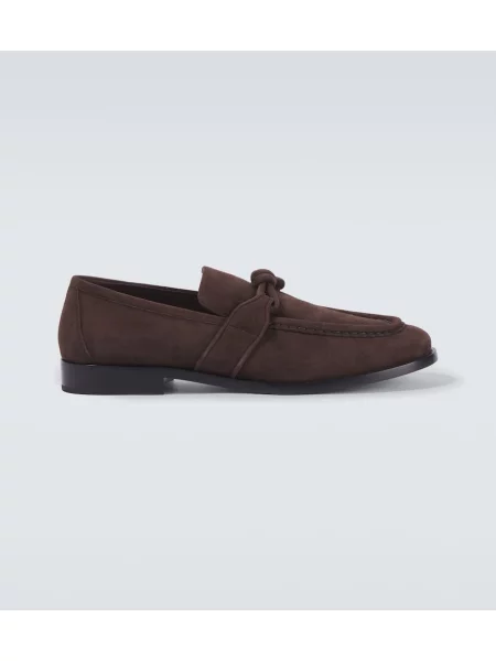 Pantofi loafer Bottega Veneta din piele de căprioară maro