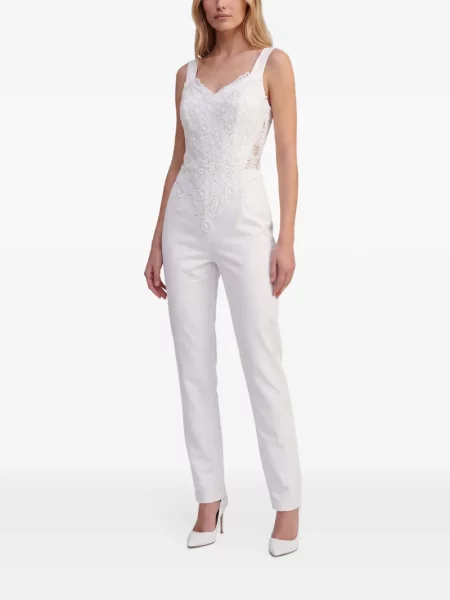Salopetă Marco Gabrielli Atelier fără mâneci cu model floral din dantelă alb