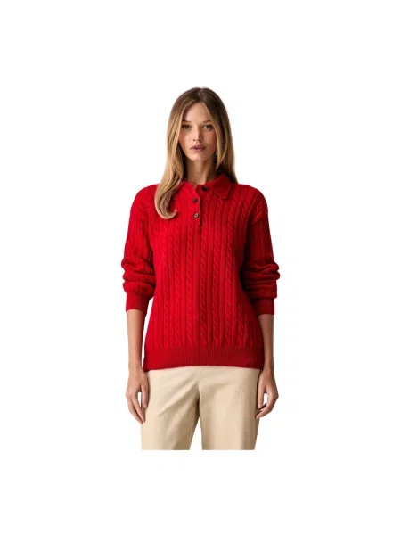 Sweter Msgm wełniany z okrągłym dekoltem czerwony