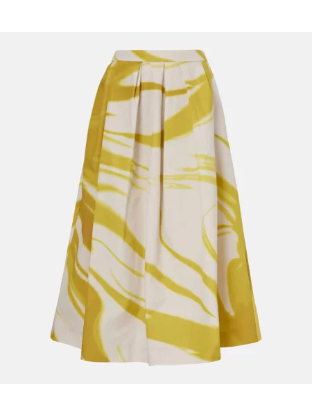 Fustă midi Dries Van Noten cu imagine până la genunchi galben