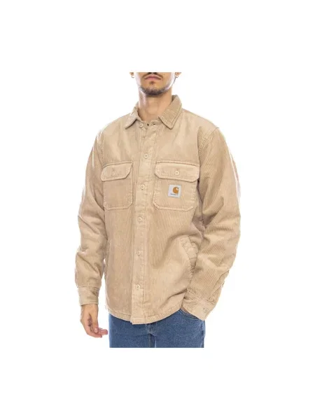 Kurtka koszulowa Carhartt Wip z kieszeniami na piersi beżowa