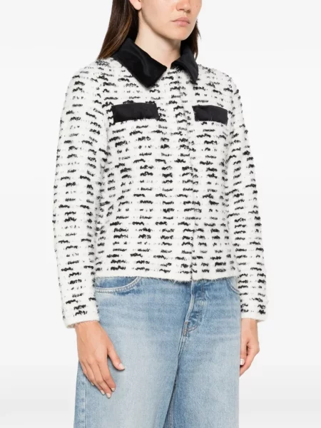 Gulerat cardigan Neera de catifea alb