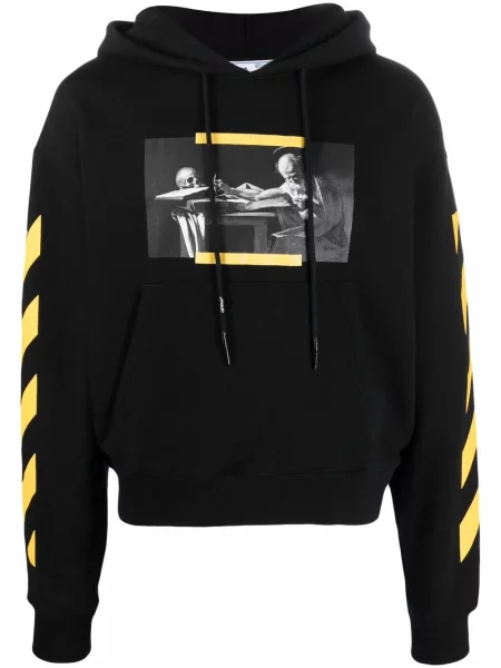 Hanorac cu glugă Off-white cu dungi alb