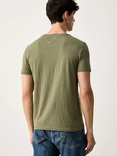 T-shirt w kroju slim fit z mieszanki bawełny Tommy Jeans zielona