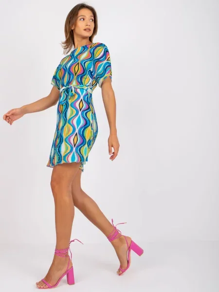 Rochie mini Fashionhunters cu mâneci scurte scurtă de costum albastru