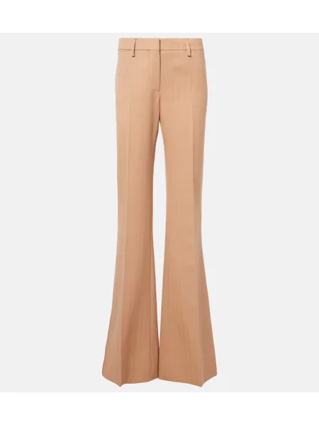 Pantaloni Stella Mccartney cu talie joasă de lână cu dungi bej