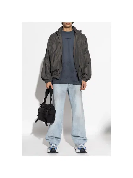 Jeansy Balenciaga z logo niebieskie
