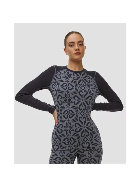 Dámske termo tričko longsleeve Helly Hansen Lifa Merino Midweight Graphic Crew navy nordic rose aop ružová