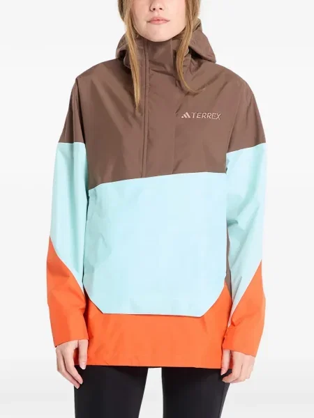 Geacă parka Adidas cu model leopard maro