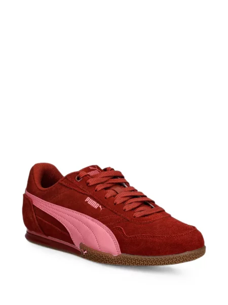 Top Puma din piele de căprioară roșu