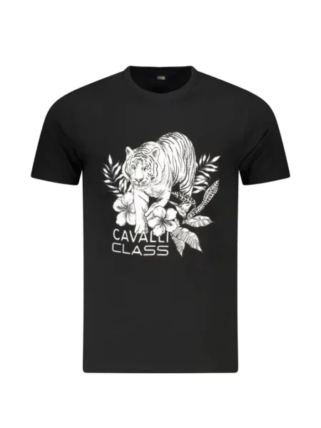 Tricou Cavalli Class cu imagine cu dungi de tigru negru