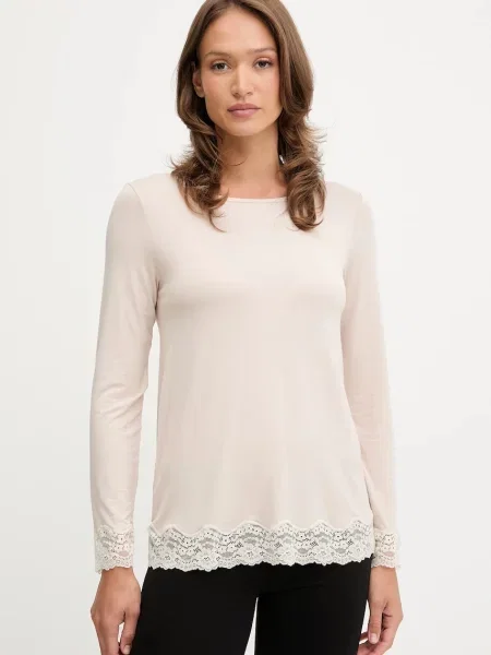 Горнище на пижама с дълги ръкави United Colors of Benetton бежово