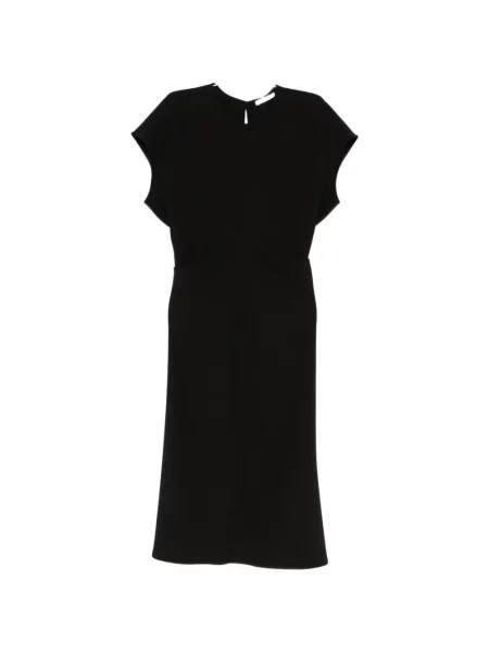 Rochie midi Patrizia Pepe cu decolteu rotund până la genunchi de costum negru