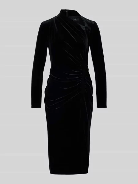 Sukienka midi z aksamitu z marszczeniami model ‘FELRAD’ Lauren Ralph Lauren