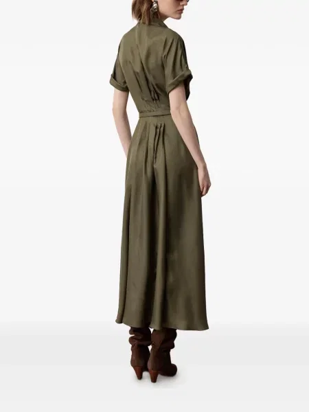 Cu centură rochie tip cămașă Ralph Lauren Collection de mătase verde