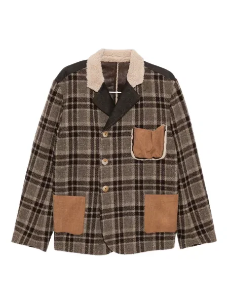 Geanta de piele Communs în carouri maro