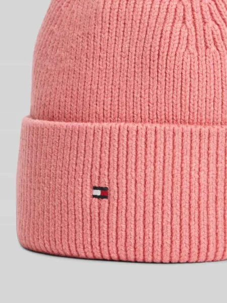 Czapka z mieszanki bawełny z dodatkiem wełny Tommy Hilfiger różowa