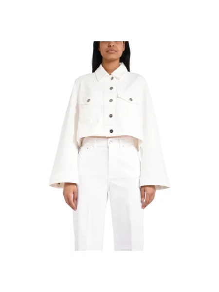 Kurtka jeansowa Dondup ze stretchu biała