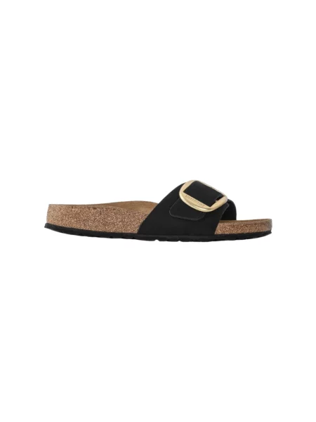 Klapki Birkenstock skórzane na sprzączkę czarne