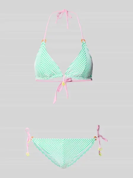 Krój slim fit bikini z ozdobnym obszyciem model Elsa' Banana Moon zielony