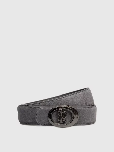 Замшевый ремень Stefano Ricci с ремешками серый