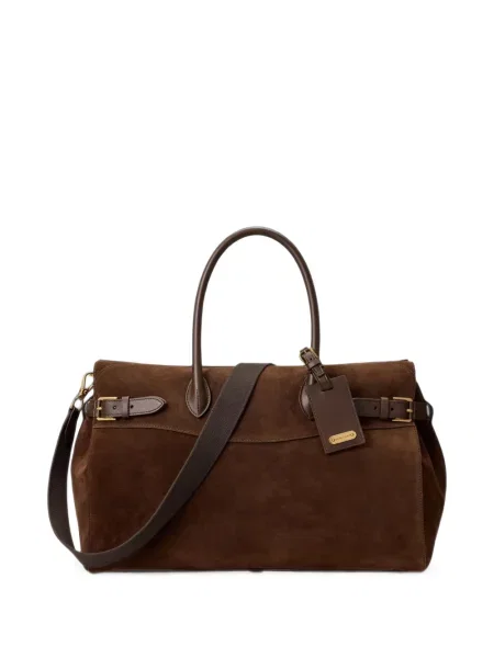 Τσάντα Ralph Lauren Purple Label σουέτ μωβ
