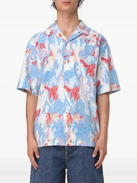 Květinová košile Alexander Mcqueen s potiskem modrá