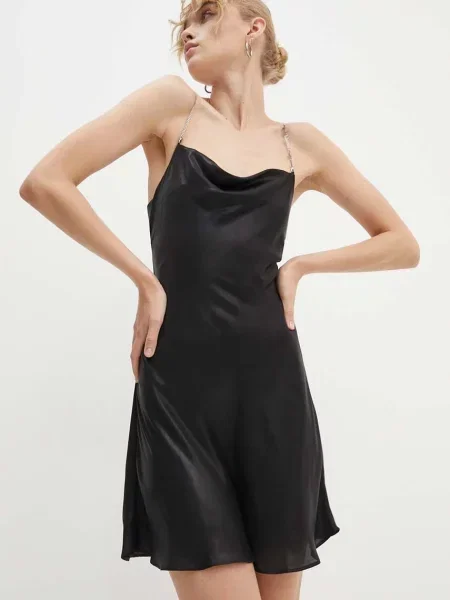 Diesel sukienka D-MINTY czarny mini rozkloszowana