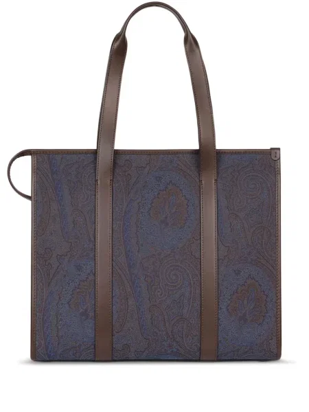 Geantă Etro cu model paisley maro
