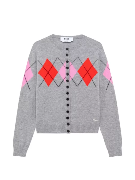 Cardigan Msgm cu model argyle gri