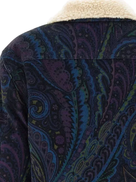 Geacă Etro de catifea cord cu imagine cu model paisley albastru