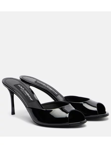 Papuci tip mules Dolce&gabbana din piele de lac negru