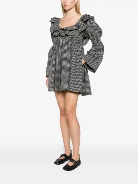 Rochie mini Damson Madder în carouri verde